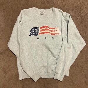USA Flag Graphic Gray Sweater
